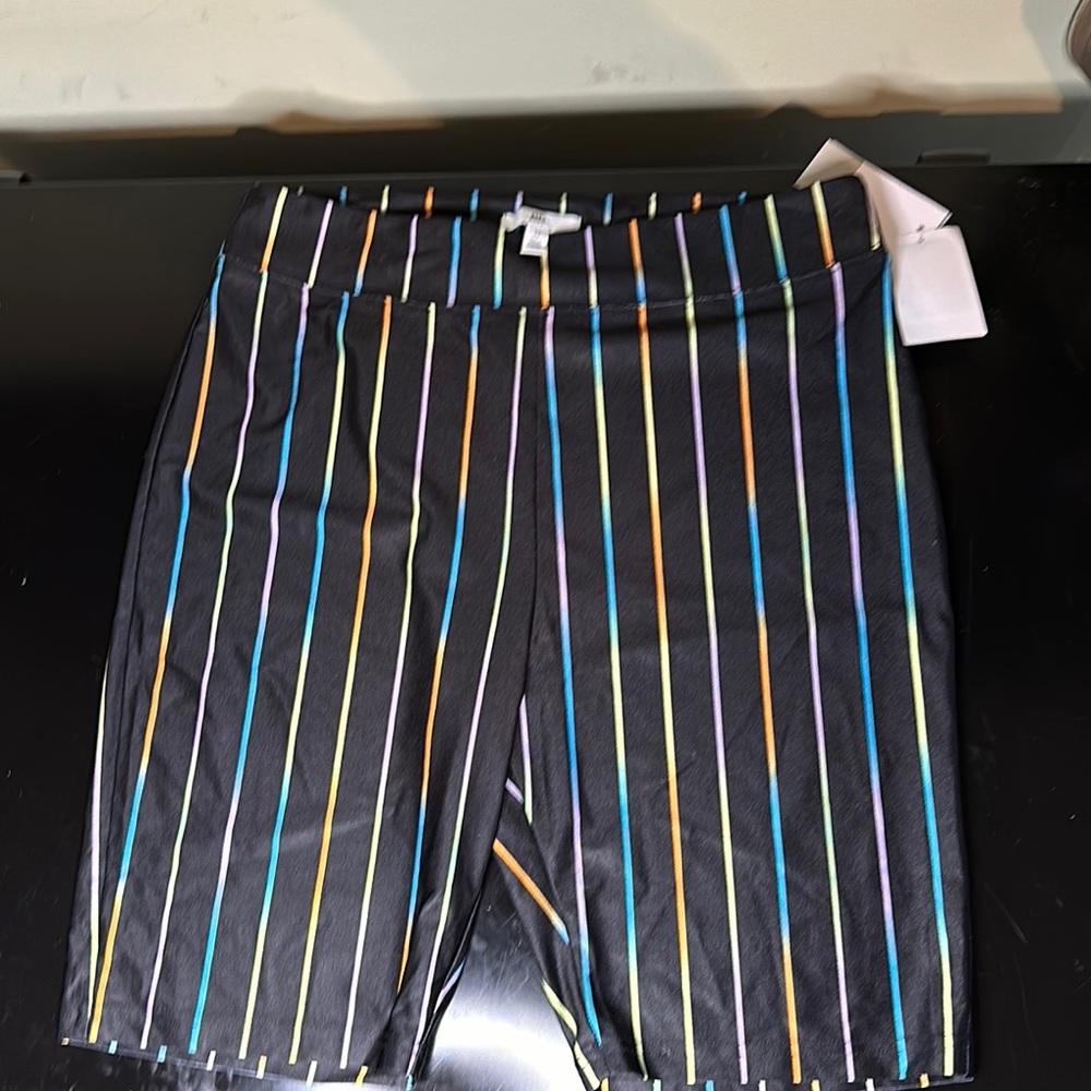 Nordstrom Black Athletic Shorts with Vibrant Stripes